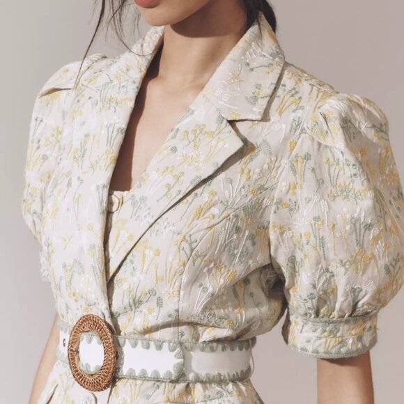 English Factory Puff-Sleeve Embroidered Belted Jacket XS - Picture 3 of 5